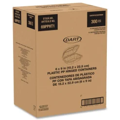 Dart 6.5 in. x 9 in. x 3 in. ProPlanet Microwaveable Hinged Plastic Containers - Clear (300/Carton)