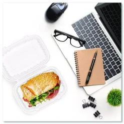 Dart 6.5 in. x 9 in. x 3 in. ProPlanet Microwaveable Hinged Plastic Containers - Clear (300/Carton)