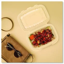 Dart 6.5 in. x 9 in. x 3 in. ProPlanet Microwaveable Hinged Plastic Containers - Clear (300/Carton)