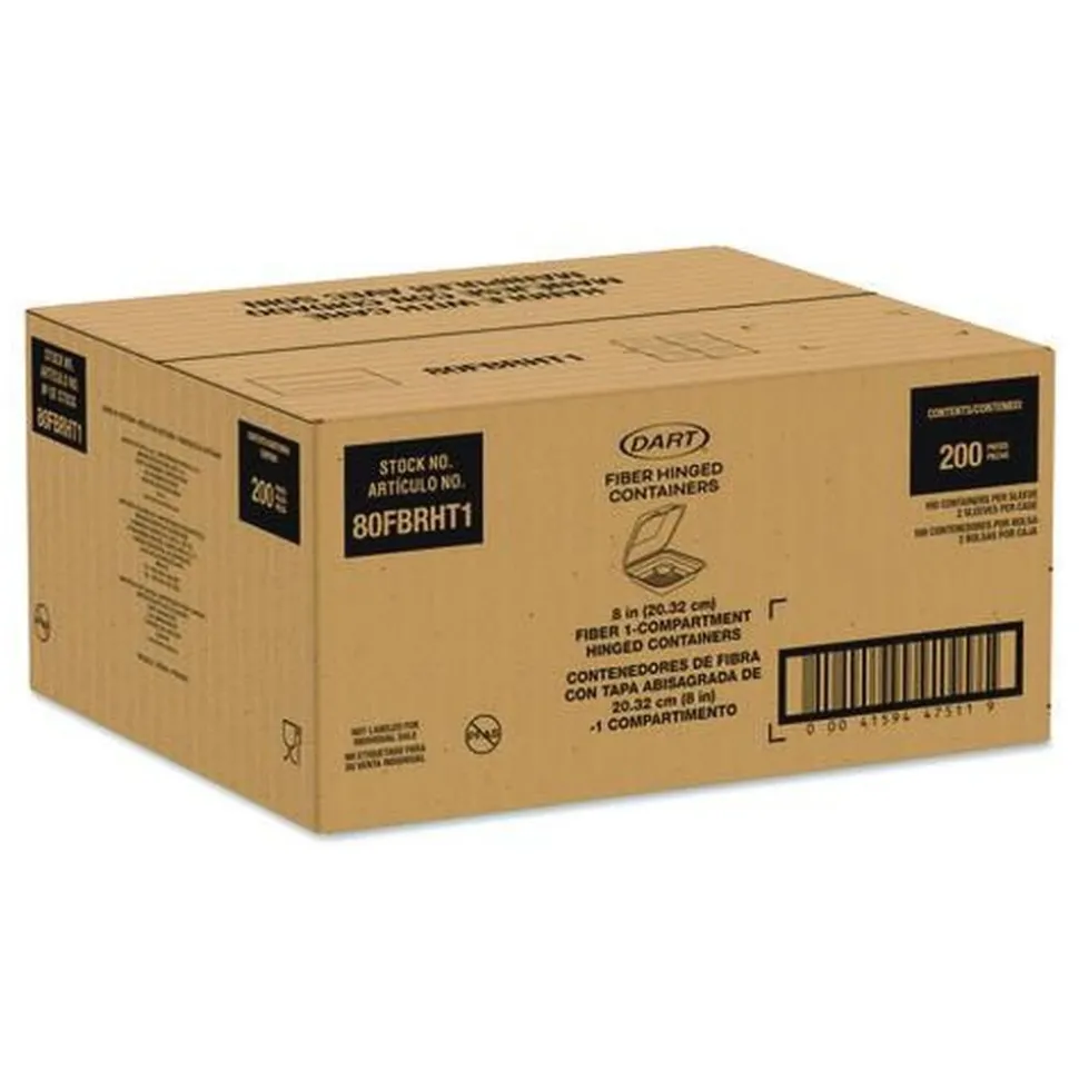 Dart 8.65 in. x 7.94 in. x 2.98 in. ProPlanet Seal Compostable Molded Fiber Hinged Trays - Natural (200/Carton)