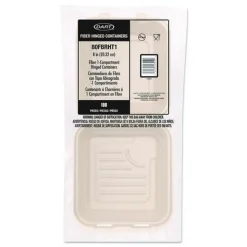 Dart 8.65 in. x 7.94 in. x 2.98 in. ProPlanet Seal Compostable Molded Fiber Hinged Trays - Natural (200/Carton)