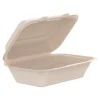 Dart 6.41 in. x 9.22 in. x 3 in. ProPlanet Seal Compostable Molded Fiber Hinged Trays - Natural (200/Carton)