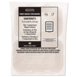 Dart 6.41 in. x 9.22 in. x 3 in. ProPlanet Seal Compostable Molded Fiber Hinged Trays - Natural (200/Carton)