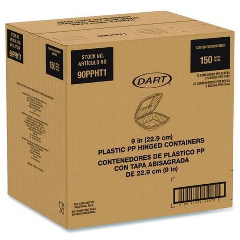 Dart 9 in. x 8.75 in. x 3 in. ProPlanet Microwaveable Plastic Hinged Containers - Clear (150/Carton)