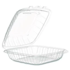 Dart 9 in. x 8.75 in. x 3 in. ProPlanet Microwaveable Plastic Hinged Containers - Clear (150/Carton)