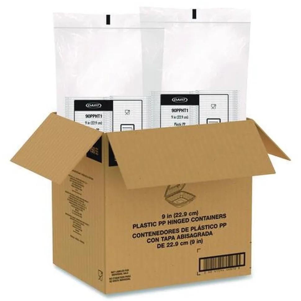 Dart 9 in. x 8.75 in. x 3 in. ProPlanet Microwaveable Plastic Hinged Containers - Clear (150/Carton)