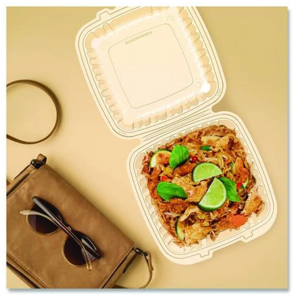 Dart 9 in. x 8.75 in. x 3 in. ProPlanet Microwaveable Plastic Hinged Containers - Clear (150/Carton)