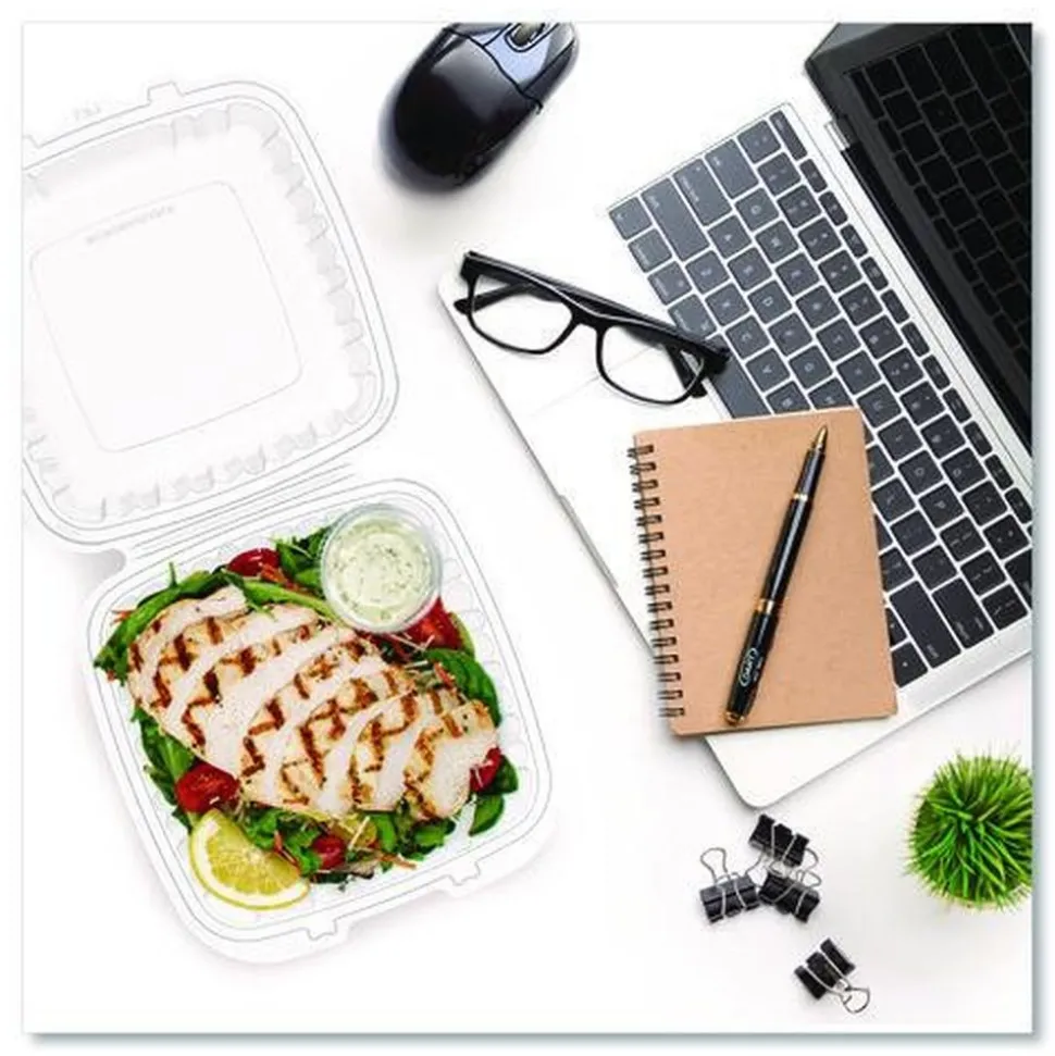 Dart 9 in. x 8.75 in. x 3 in. ProPlanet Microwaveable Plastic Hinged Containers - Clear (150/Carton)