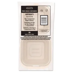 Dart 6.12 in. x 5.87 in. x 3.1 in. ProPlanet Seal Compostable Molded Fiber Hinged Trays - Natural (500/Carton)