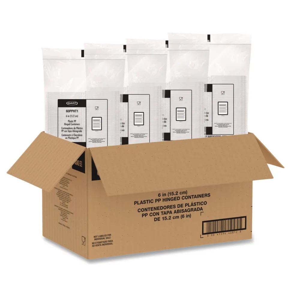 Dart 6.31 in. x 6.31 in. x 3 in. ProPlanet Microwaveable Hinged Plastic Containers - Clear (300/Carton)