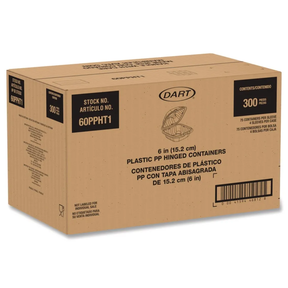 Dart 6.31 in. x 6.31 in. x 3 in. ProPlanet Microwaveable Hinged Plastic Containers - Clear (300/Carton)