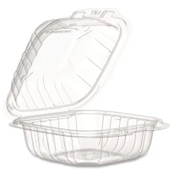 Dart 6.31 in. x 6.31 in. x 3 in. ProPlanet Microwaveable Hinged Plastic Containers - Clear (300/Carton)