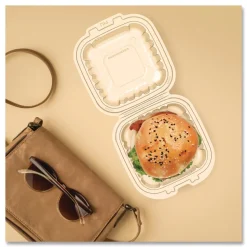 Dart 6.31 in. x 6.31 in. x 3 in. ProPlanet Microwaveable Hinged Plastic Containers - Clear (300/Carton)