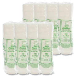 Dart 10 oz. - 12 oz. Quiet Classic Laminated Foam Dinnerware Bowls - White (1000/Carton)