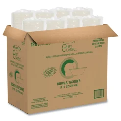 Dart 10 oz. - 12 oz. Quiet Classic Laminated Foam Dinnerware Bowls - White (1000/Carton)