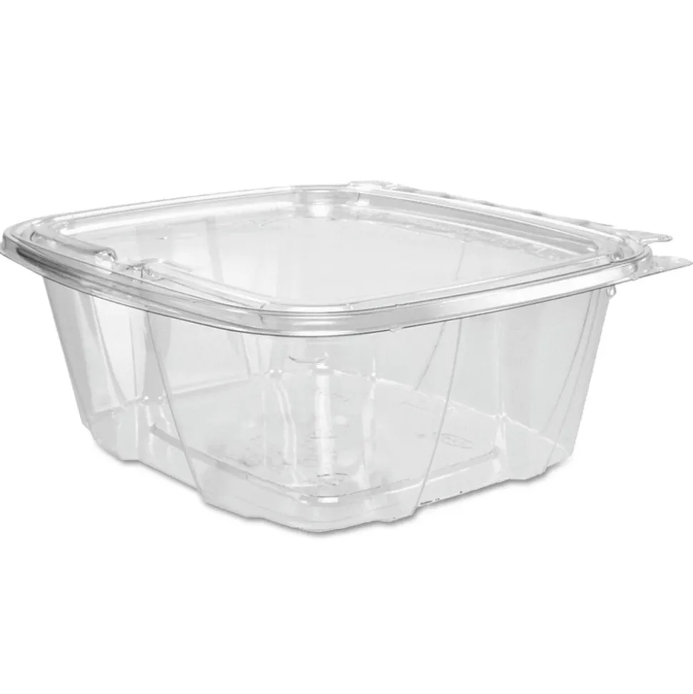 Dart CH32DEF ClearPac SafeSeal 32 oz. Tamper-Resistant/Evident Flat-Lid Containers - Clear (100/Bag, 2 Bags/Carton)
