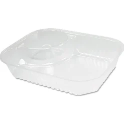 Dart C68NT2 ClearPac 6.2 in. x 6.2 in. x 1.6 in. 3.3 oz. 2-Compartments Plastic Nacho Tray - Large Clear (500/Carton)