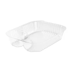 Dart C68NT2 ClearPac 6.2 in. x 6.2 in. x 1.6 in. 3.3 oz. 2-Compartments Plastic Nacho Tray - Large Clear (500/Carton)