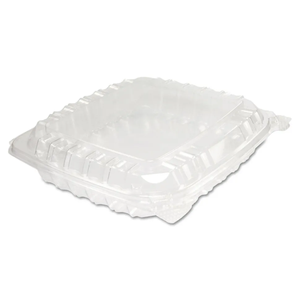 Dart C89PST1 ClearSeal 8.31 in. x 8.31 in. x 2 in. Hinged-Lid Plastic Containers - Clear (250/Carton)