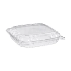Dart C89PST1 ClearSeal 8.31 in. x 8.31 in. x 2 in. Hinged-Lid Plastic Containers - Clear (250/Carton)
