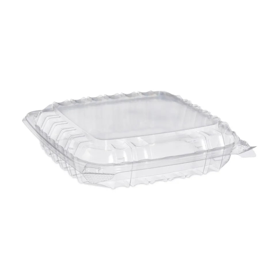 Dart C89PST1 ClearSeal 8.31 in. x 8.31 in. x 2 in. Hinged-Lid Plastic Containers - Clear (250/Carton)