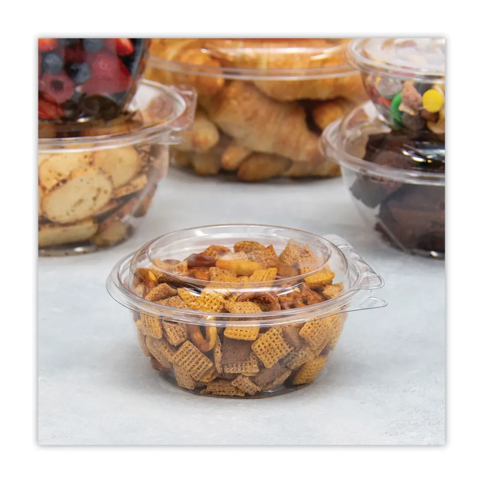 Dart CTR12BD 5.5 in. x 2.6 in. 12 oz. Tamper-Resistant/Evident Dome Lid Bowls - Clear (240/Carton)