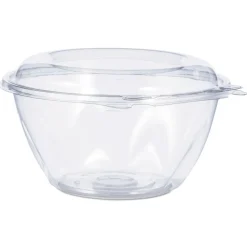 Dart CTR32BD 7 in. x 3.4 in. 32 oz. Tamper-Resistant Plastic Bowls with Dome Lid - Clear (150/Carton)