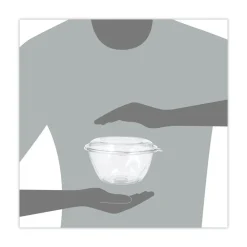 Dart CTR32BD 7 in. x 3.4 in. 32 oz. Tamper-Resistant Plastic Bowls with Dome Lid - Clear (150/Carton)