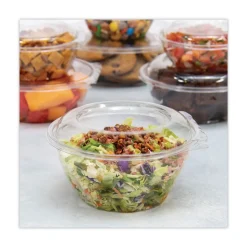 Dart CTR32BD 7 in. x 3.4 in. 32 oz. Tamper-Resistant Plastic Bowls with Dome Lid - Clear (150/Carton)