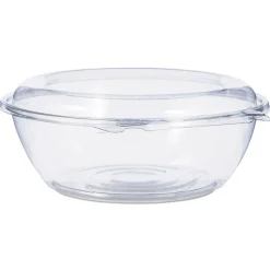 Dart CTR48BD 48 oz. 8.9 in. Diameter x 3.4 in. Height Tamper-Resistant/Evident Plastic Bowls with Dome Lid - Clear (100/Carton)
