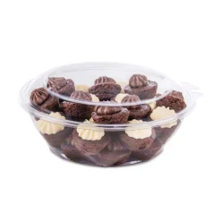 Dart CTR48BD 48 oz. 8.9 in. Diameter x 3.4 in. Height Tamper-Resistant/Evident Plastic Bowls with Dome Lid - Clear (100/Carton)