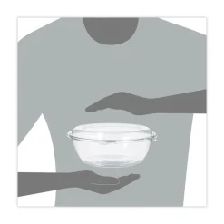 Dart CTR48BD 48 oz. 8.9 in. Diameter x 3.4 in. Height Tamper-Resistant/Evident Plastic Bowls with Dome Lid - Clear (100/Carton)