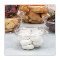 Dart CTR16BF 5.5 in. x 2.7 in. 16 oz. Tamper-Evident Flat-Lid Bowls - Clear (240/Carton)
