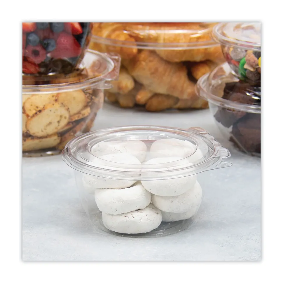 Dart CTR16BF 5.5 in. x 2.7 in. 16 oz. Tamper-Evident Flat-Lid Bowls - Clear (240/Carton)