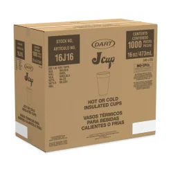 Dart 16J16H 16 oz. Horizon Printed Hot/Cold Foam Drinking Cups - Cranberry/White (1000/Carton)