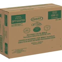 Dart Optima Reclosable Lids for Hot Paper Cups Fits 12 oz. to 24 oz. Hot Paper Cups - Black (1200/Carton)