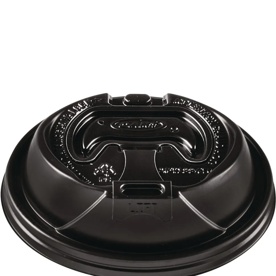 Dart Optima Reclosable Lids for Hot Paper Cups Fits 12 oz. to 24 oz. Hot Paper Cups - Black (1200/Carton)