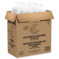 Dart PET57PST1 5.86 in. x 3.11 in. ClearSeal Hinged-Lid Plastic Containers - Clear (500/Carton)