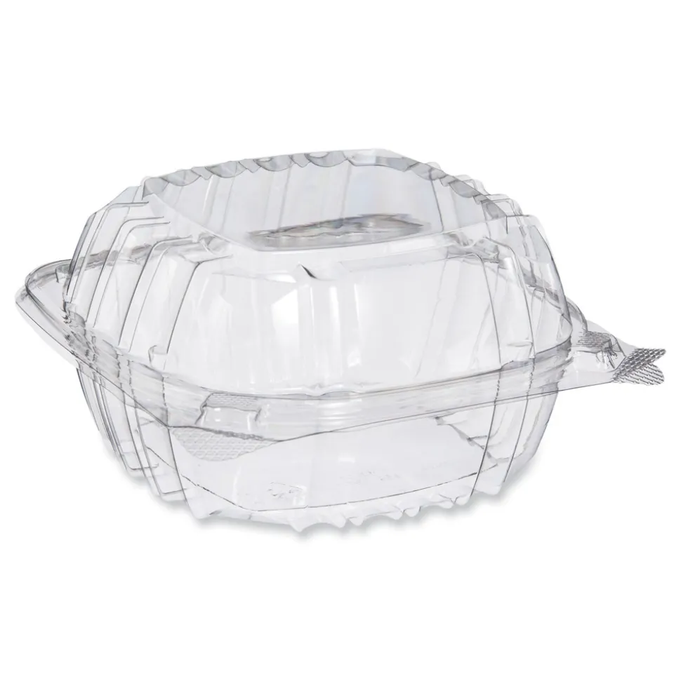 Dart PET57PST1 5.86 in. x 3.11 in. ClearSeal Hinged-Lid Plastic Containers - Clear (500/Carton)