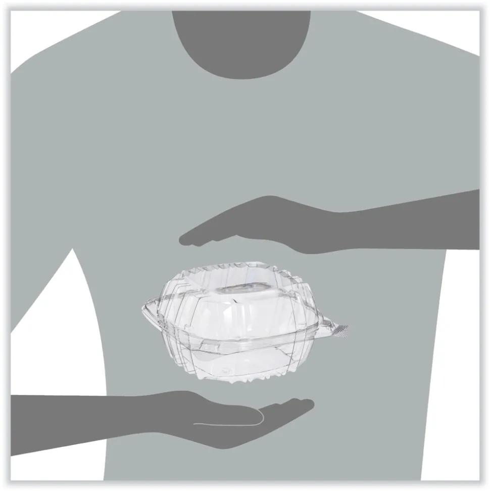 Dart PET57PST1 5.86 in. x 3.11 in. ClearSeal Hinged-Lid Plastic Containers - Clear (500/Carton)