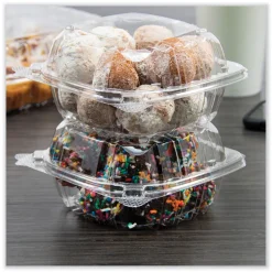 Dart PET57PST1 5.86 in. x 3.11 in. ClearSeal Hinged-Lid Plastic Containers - Clear (500/Carton)