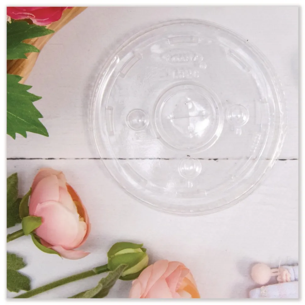 Dart Plastic Straw-Slot Cold Cup Lids Fits 30 oz. to 32 oz. Cold Cups - Clear (1000/Carton)