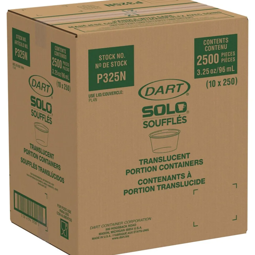 Dart P325N 3.25 oz. Polystyrene Portion Cups - Translucent (2500/Carton)