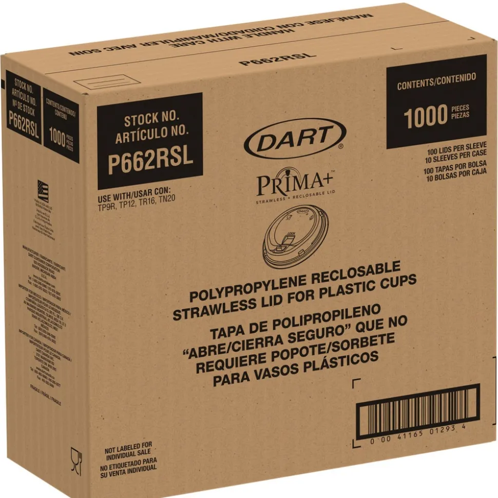 Dart Prima Strawless Plastic Lids Fits 9 oz. to 20 oz. Cold Cups - Clear (1000/Carton)