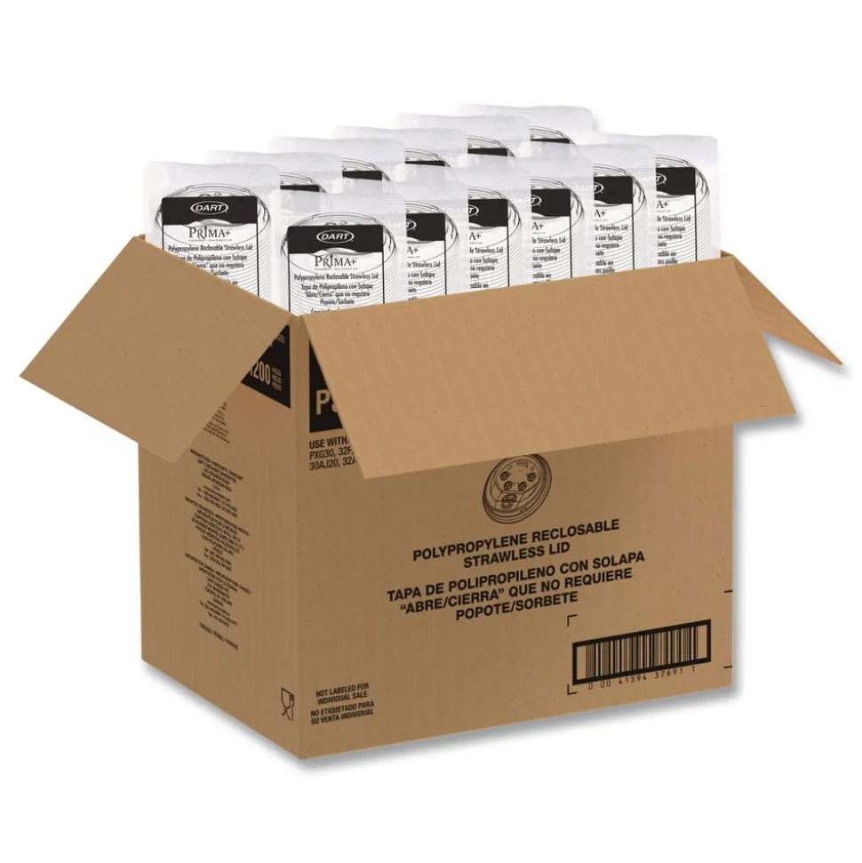 Dart Prima Strawless Plastic Lids Fits 30 oz. to 32 oz. Cold Cups - Clear (1200/Carton)