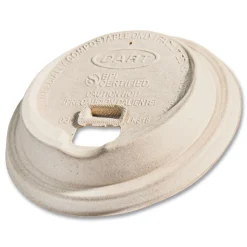 Dart ProPlanet Seal Molded Fiber Lids for Paper Cups Fits 10 oz. to 24 oz. Hot Cups - Tan (1000/Carton)
