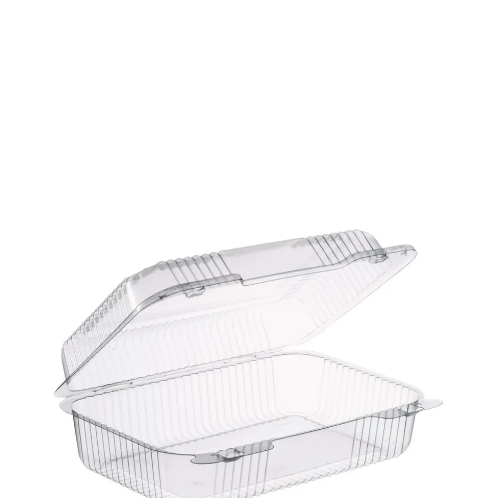 Dart StayLock 6.81 in. x 9.4 in. x 3.1 in. Oblong Plastic Hinged Lid Containers - Clear (250/Carton)