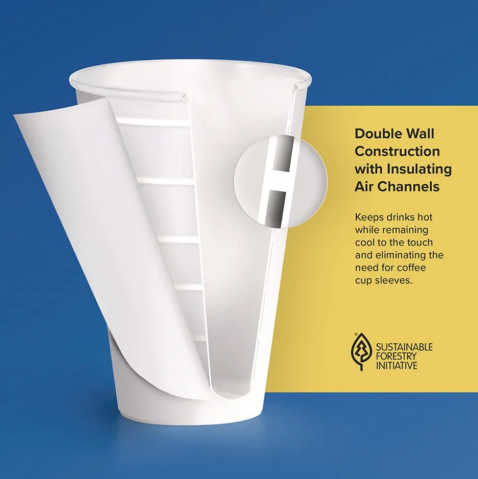 Dart Thermoguard 8 oz. Insulated Paper Hot Cups - White Sustainable Forest Design (40/Pack)