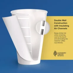 Dart Thermoguard 8 oz. Insulated Paper Hot Cups - White Sustainable Forest Design (1000/Carton)