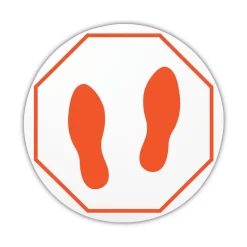 Deflecto 20 in. Diameter Feet Personal Spacing Discs - Clear/Red (50/Carton)